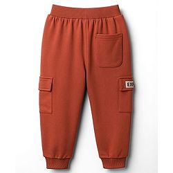 Babyhug Cotton Knit Full Length Lounge Pant With Text Print - Red