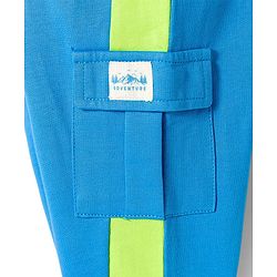 Babyhug Looper Knit Full Length Lounge Pant With Text Badge - Blue