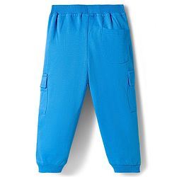 Babyhug Looper Knit Full Length Lounge Pant With Text Badge - Blue