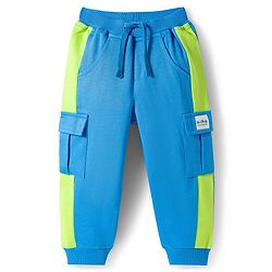 Babyhug Looper Knit Full Length Lounge Pant With Text Badge - Blue
