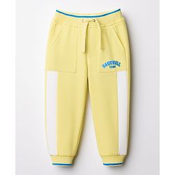 Babyhug Cotton Knit Full Length Lounge Pant With Text Print - Yellow