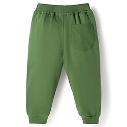 Babyhug Looper Knit Full Length Lounge Pant With Text Print - Olive Green