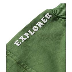 Babyhug Looper Knit Full Length Lounge Pant With Text Print - Olive Green