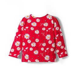 Babyhug Cotton Knit Full Sleeves Co-Ord Night Suit with Floral Print - Red