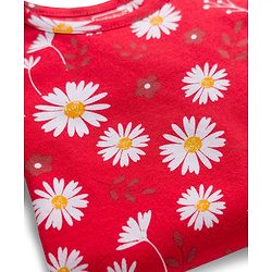 Babyhug Cotton Knit Full Sleeves Co-Ord Night Suit with Floral Print - Red