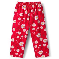 Babyhug Cotton Knit Full Sleeves Co-Ord Night Suit with Floral Print - Red