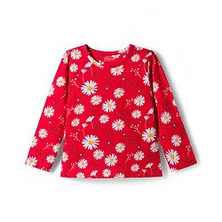 Babyhug Cotton Knit Full Sleeves Co-Ord Night Suit with Floral Print - Red