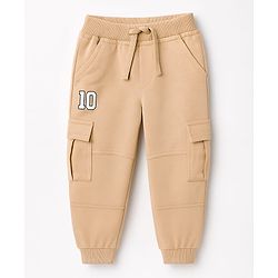 Babyhug Cotton Full Length Lounge Pant With Text Print - Cream
