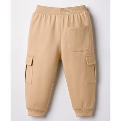 Babyhug Cotton Full Length Lounge Pant With Text Print - Cream