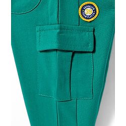 Babyhug Cotton Knit Full Length Lounge Pant With Text Badge - Mint Green