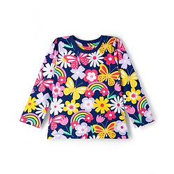 Babyhug Cotton Knit Full Sleeves Co-ord Night Suit With Floral Print - Navy Blue
