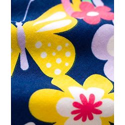 Babyhug Cotton Knit Full Sleeves Co-ord Night Suit With Floral Print - Navy Blue