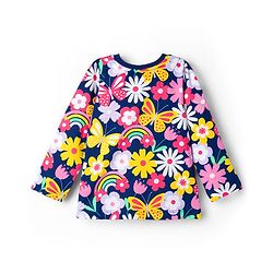 Babyhug Cotton Knit Full Sleeves Co-ord Night Suit With Floral Print - Navy Blue