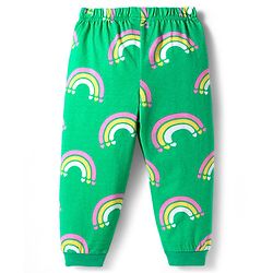 Babyhug Cotton Knit Full Sleeves Co-ord Night Suit With Rainbow Print - Green
