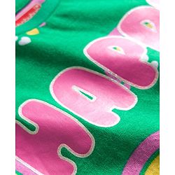 Babyhug Cotton Knit Full Sleeves Co-ord Night Suit With Rainbow Print - Green