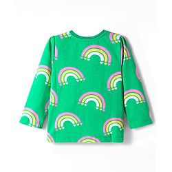 Babyhug Cotton Knit Full Sleeves Co-ord Night Suit With Rainbow Print - Green