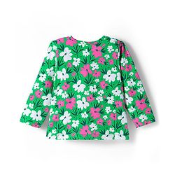 Babyhug Cotton Knit Full Sleeves Co-ord Night Suit With Floral Print - Green