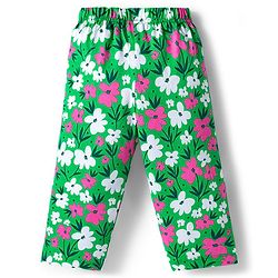 Babyhug Cotton Knit Full Sleeves Co-ord Night Suit With Floral Print - Green