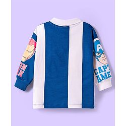 Babyhug Marvel Terry Knit Full Sleeves Cut & Sew Polo Sweatshirt & Track Pant Set with Avengers Graphic - Blue