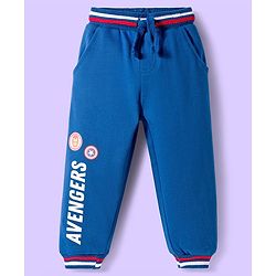 Babyhug Marvel Terry Knit Full Sleeves Cut & Sew Polo Sweatshirt & Track Pant Set with Avengers Graphic - Blue
