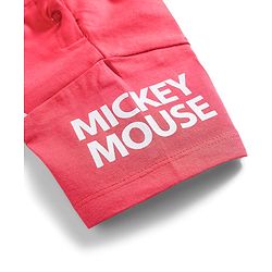 Babyhug Disney Terry Knit Half Sleeves Oversized T-Shirt with Mickey Mouse Graphic - Red