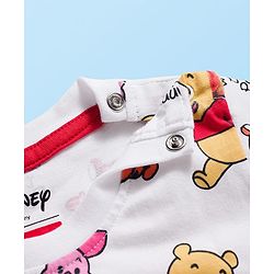 Babyhug Disney Single Jersey Knit Half Sleeves T-Shirt & Shorts Set with Winnie the Pooh Print - Yellow & White