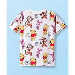 Babyhug Disney Single Jersey Knit Half Sleeves T-Shirt & Shorts Set with Winnie the Pooh Print - Yellow & White