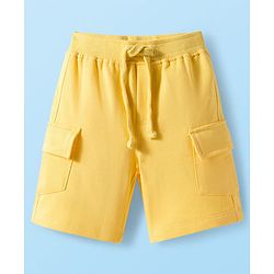 Babyhug Disney Single Jersey Knit Half Sleeves T-Shirt & Shorts Set with Winnie the Pooh Print - Yellow & White