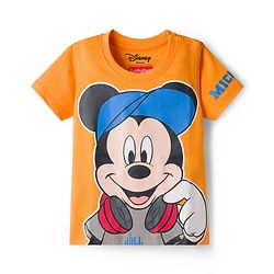Babyhug Disney Single Jersey Knit Half Sleeves T-Shirts with Mickey & Friends Graphic Pack of 3 - Blue Orange & Green