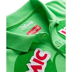 Babyhug Disney Single Jersey Knit Half Sleeves Polo T-Shirt with Mickey Mouse Graphic - Green