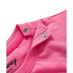 Babyhug Disney Single Jersey Knit Drop Shoulder Half Sleeves Oversized T-Shirt & Skirt Set with Minnie Mouse Graphic & Tie & Dye Effect - Pink