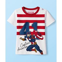Babyhug Marvel Single Jersey Knit Half Sleeves T-Shirt & Lounge Pant Set with Captain America Graphic - Navy Blue