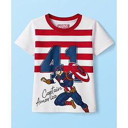 Babyhug Marvel Single Jersey Knit Half Sleeves T-Shirt & Lounge Pant Set with Captain America Graphic - Navy Blue