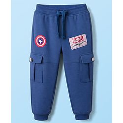 Babyhug Marvel Single Jersey Knit Half Sleeves T-Shirt & Lounge Pant Set with Captain America Graphic - Navy Blue