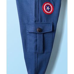 Babyhug Marvel Single Jersey Knit Half Sleeves T-Shirt & Lounge Pant Set with Captain America Graphic - Navy Blue