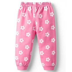 Babyhug Cotton Knit Full Sleeves Night Suit With Floral Print - Pink