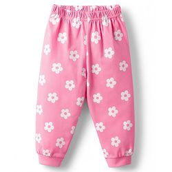 Babyhug Cotton Knit Full Sleeves Night Suit With Floral Print - Pink