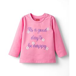 Babyhug Cotton Knit Full Sleeves Night Suit With Floral Print - Pink