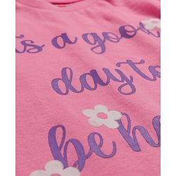 Babyhug Cotton Knit Full Sleeves Night Suit With Floral Print - Pink