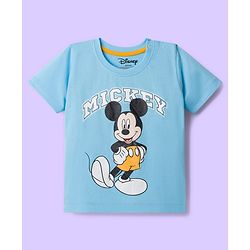 Babyhug Disney Single Jersey Knit Half Sleeves T-Shirts with Mickey Mouse Graphic Pack of 3 - Light Blue Orange & White