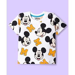 Babyhug Disney Single Jersey Knit Half Sleeves T-Shirts with Mickey Mouse Graphic Pack of 3 - Light Blue Orange & White
