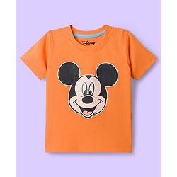 Babyhug Disney Single Jersey Knit Half Sleeves T-Shirts with Mickey Mouse Graphic Pack of 3 - Light Blue Orange & White