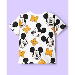 Babyhug Disney Single Jersey Knit Half Sleeves T-Shirts with Mickey Mouse Graphic Pack of 3 - Light Blue Orange & White