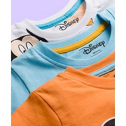 Babyhug Disney Single Jersey Knit Half Sleeves T-Shirts with Mickey Mouse Graphic Pack of 3 - Light Blue Orange & White