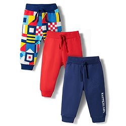 Babyhug Cotton Knit Full Length Printed Lounge Pants Pack Of 3 - Multicolour