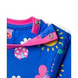 Babyhug Cotton Knit Full Sleeves Co-Ord Night Suit with Floral Butterfly & Rainbow Print - Navy Blue