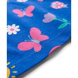 Babyhug Cotton Knit Full Sleeves Co-Ord Night Suit with Floral Butterfly & Rainbow Print - Navy Blue