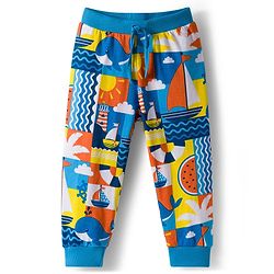 Babyhug Cotton Knit Full Length Nautical Theme Printed Lounge Pants Pack Of 3 - Multicolour