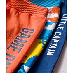 Babyhug Cotton Knit Full Length Nautical Theme Printed Lounge Pants Pack Of 3 - Multicolour