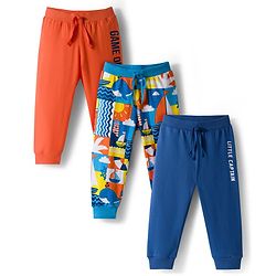 Babyhug Cotton Knit Full Length Nautical Theme Printed Lounge Pants Pack Of 3 - Multicolour